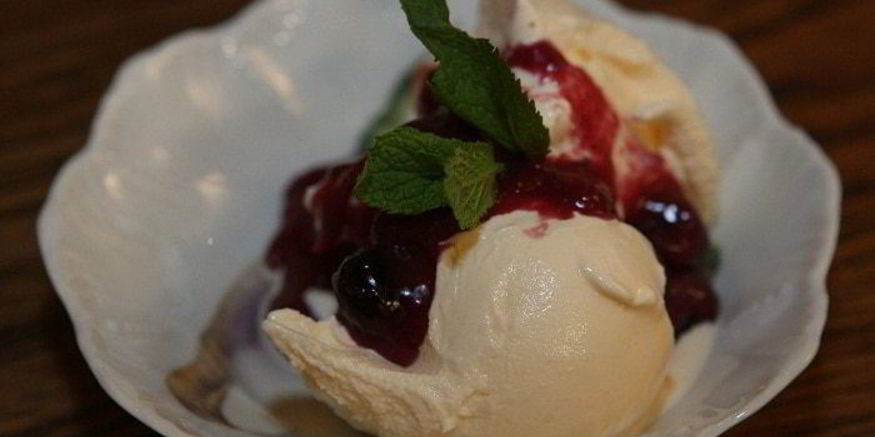 Рецепт мороженого из козьего йогурта с ягодным соусом