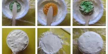 мороженое с кокосово-фисташковой прослойкой и сорбетом из маракуйи