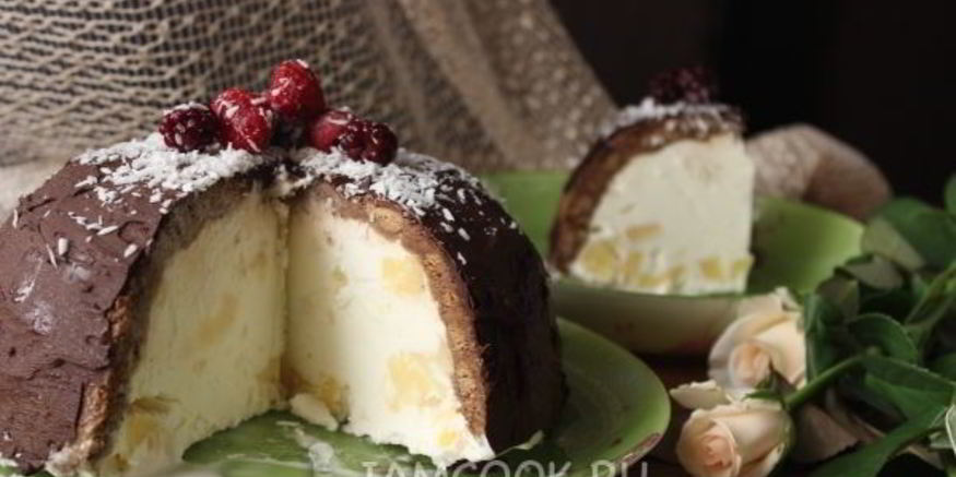 Рецепт торта-мороженого с ананасом