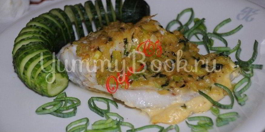 Рецепт филе трески, запеченное в муссе из лука-порея и базилика