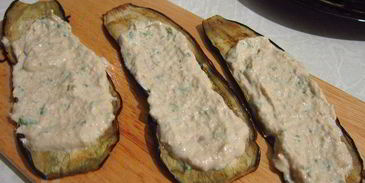 рулеты из баклажанов с рыбным муссом