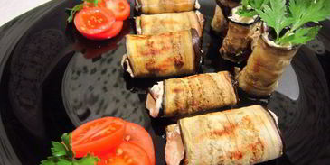 рулеты из баклажанов с рыбным муссом