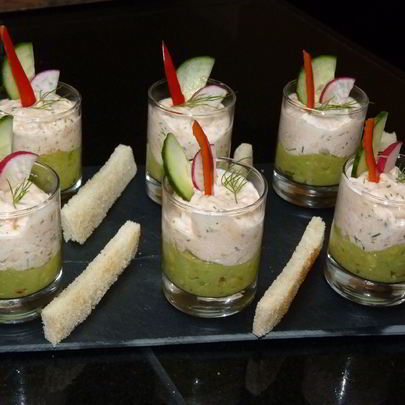 Рыбный мусс с кремом из авокадо