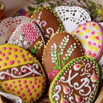 Расписные пряники Пасхальные яйца имбирные