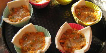 корзиночки с морковным суфле, вешенками и тыквенными семечками