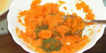 корзиночки с морковным суфле, вешенками и тыквенными семечками