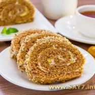 Рецепт Шоколадного рулета с банановым суфле и грецкими орехами