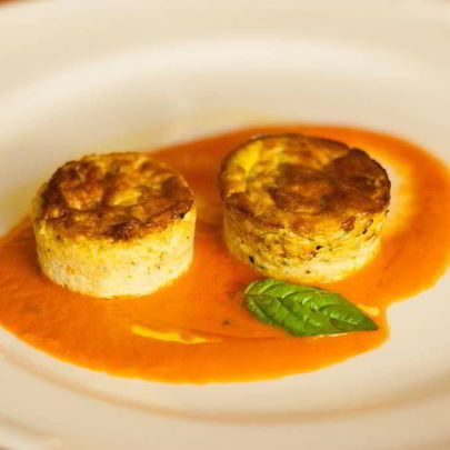 Суфле из кабачков с индейкой под соусом