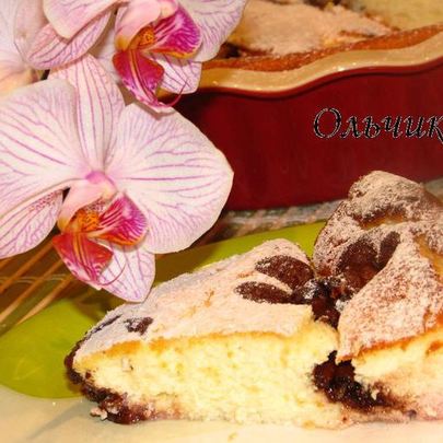 Творожное суфле с крыжовником и шоколадом