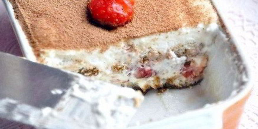 Рецепт клубничного тирамису с творогома и бананома