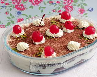 Тирамису на шоколадном бисквите без яиц