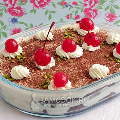 Тирамису на шоколадном бисквите без яиц