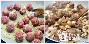 фрикадельки в соусе с шампиньонами