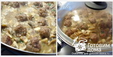 фрикадельки в соусе с шампиньонами