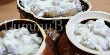 картофель с грибами и фрикадельками в горшочках