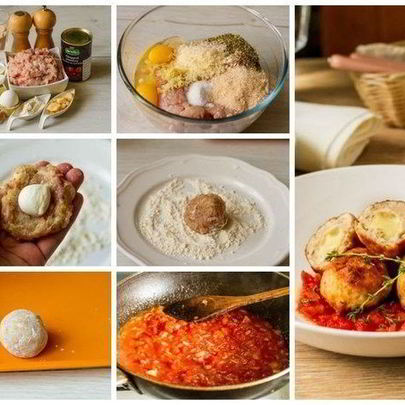 Куриные фрикадельки с моцареллой