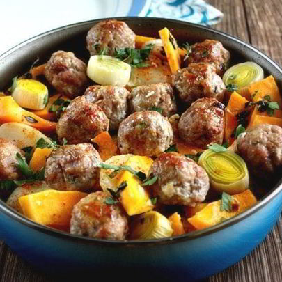 Сливочная тыква с фрикадельками