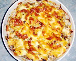 Картофель с мясом и грибами