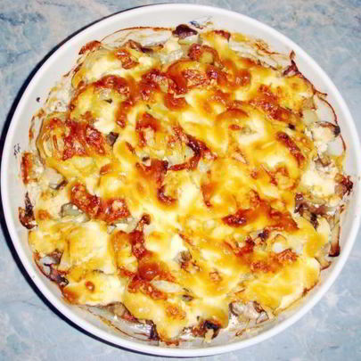Картофель с мясом и грибами