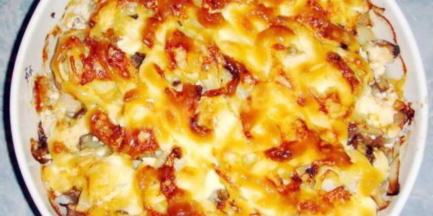 Рецепт картофеля с мясом и грибами