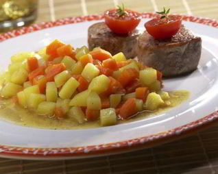 Картофель с овощами и вином