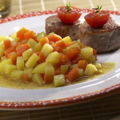 Картофель с овощами и вином