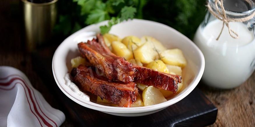Рецепт картошки с грудинкой свиной в духовке