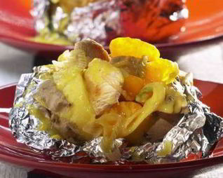 Печеный картофель с начинкой из цитрусов и индейки