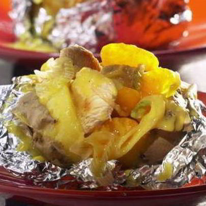 Печеный картофель с начинкой из цитрусов и индейки