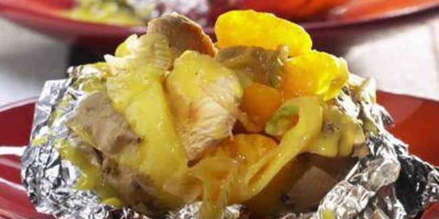 Рецепт печеного картофеля с начинкой из цитрусов и индейки