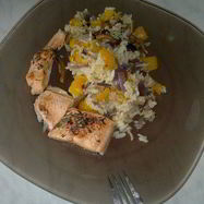 Рецепт Риса с грибами и овощами, карельская форель с паприкой