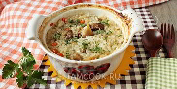 рис с мясом в горшочках в духовке