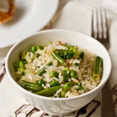 Рис с зелеными овощами