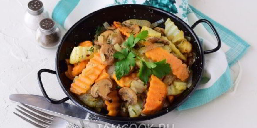 Рецепт жареной картошки с грибами и луком