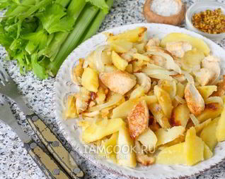 Жареная картошка с курицей