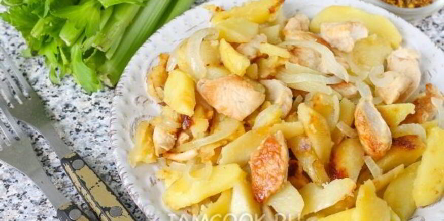 Рецепт жареной картошки с курицей