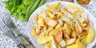 жареная картошка с курицей