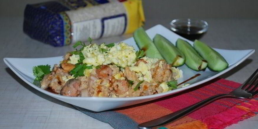 Рецепт жареного риса с морепродуктами