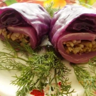 Постные голубцы из краснокочанной капусты