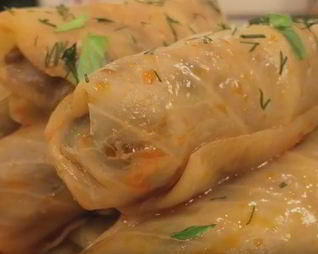 Постные голубцы с грибами