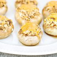 Рецепт Грибных шляпок, фаршированных сырно-мясной начинкой