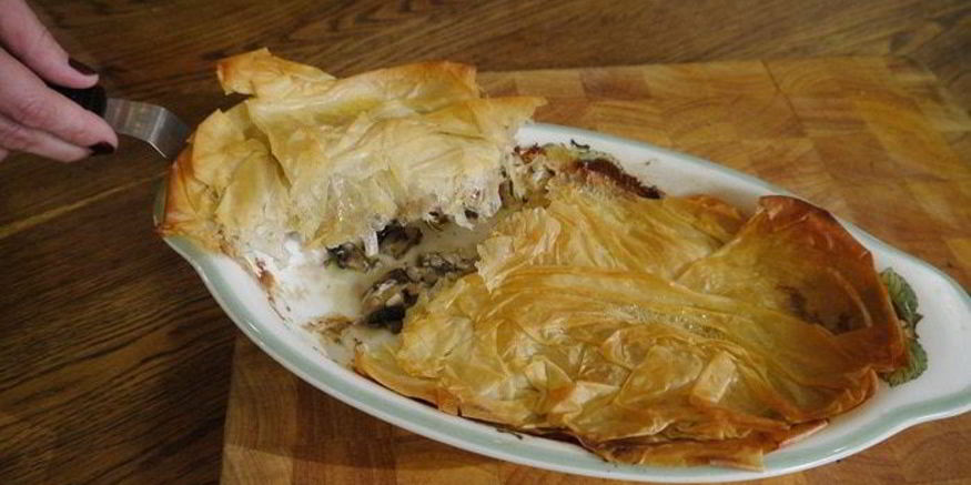 Рецепт грибов под хрустящим фило