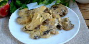 грибы под сырным соусом