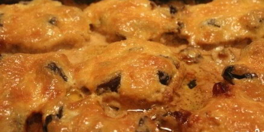 Рецепт грибов со свининой в духовке