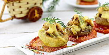 шампиньоны фаршированные курицей и сыром