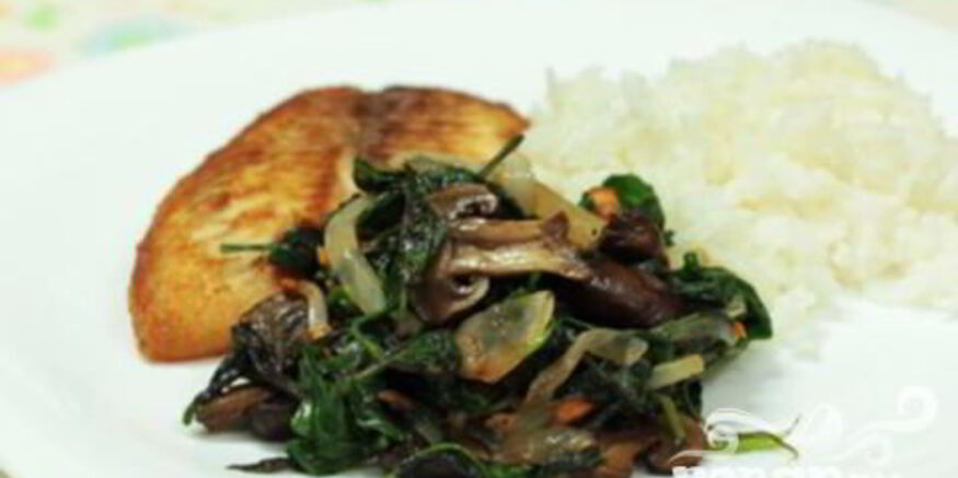 Рецепт жареных грибов со шпинатом