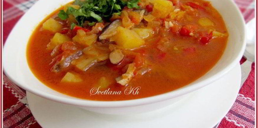 Рецепт постного супа-гуляша с грибами по-венгерски