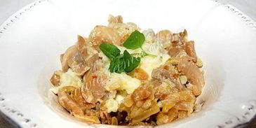 картофельное пюре с жареными шампиньонами