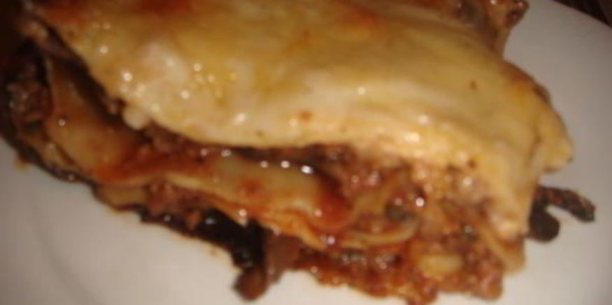 Рецепт лазанья с фаршем, баклажанами и грибами