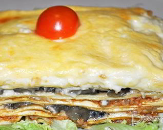 Лазанья с фаршем и грибами
